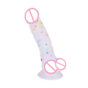 Popular Dildo Realista de 7 Pulgadas Transparente con Ventosa y Bolas, Ecológico, 100% Impermeable, Juguete Sexual de Masturbación, Gelatina Arcoíris - Product Image 1