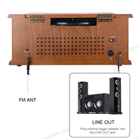 Tourne-disque vinyle OEM/ODM 9-en-1 nostalgique avec haut-parleurs, enregistrement USB/SD, radio DAB/FM et Bluetooth