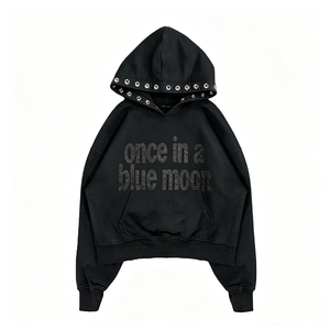 Felpe con <span class=keywords><strong>Cappuccio</strong></span> Personalizzate OEM con Logo Stampato e Strass, 100% Cotone Pesante, Stile Streetwear, Pullover Vintage da Uomo - Product Image 1