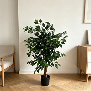 Plantas Artificiales de Ficus Pandurata de Plástico Verde, Alta Simulación, Ecológicas. Directo de Fábrica. para decoración navideña de Año Nuevo - Product Image 3