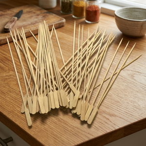Pinchos de Bambú Naturales Resistentes al Calor, Antiadherentes, Fáciles de Limpiar, Herramienta para Asar a la Parrilla, Tamaño Personalizado (10-30cm), Pinchos Planos Tipo Bandera - Product Image 3