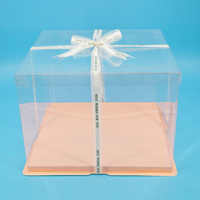 Boîte à gâteau personnalisée en usine, grande taille, bordure en plastique transparent, base en papier rigide, pour gâteau de mariage