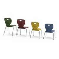 Chaise et table d'école en polypropylène moulé par injection monobloc à quatre pieds avec cadre chromé