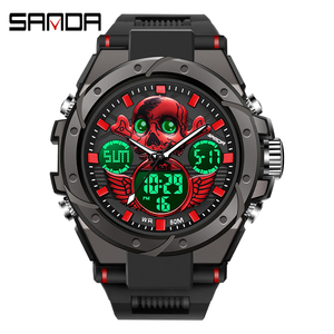 Reloj Deportivo SANDA 6087 para Hombre, Marca Superior, Diseño de Calavera, Pantalla Dual, Reloj Masculino, Resistente al Agua - Product Image 3