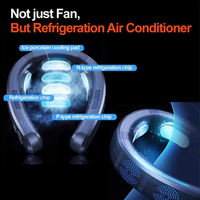 Portable sans lame refroidissement pliable cou ventilateur suspendu usb rechargeable sans fil mains libres refroidissement cou ventilateur