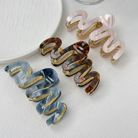 Vente en gros Nouveaux Pinces à Cheveux Ondulées en Acétate Style Coréen Tendance Personnalisées Haute Qualité OEM ODM 11cm Grandes Pinces Quotidiennes pour Femmes