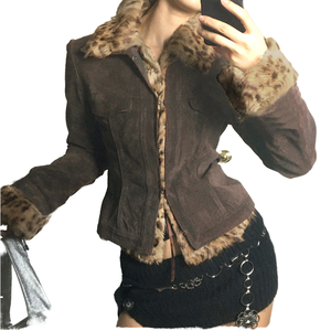 Abrigo Retro Americano de Piel Sintética con Parches, Cuello Vuelto, Botones de Cuerno, Ajuste en la Cintura, Estilo Urbano, Cortavientos, para Otoño e Invierno - Product Image 1