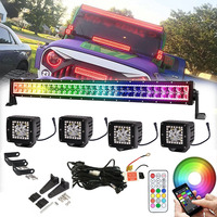 Accessoires d'éclairage automobile, barre lumineuse RGB à effet de poursuite, barre lumineuse LED 12V, éclairage de travail tout-terrain 4x4 RGB, application + télécommande pour Jeep Wrangler SUV Ford