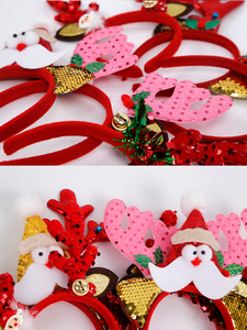 BF-41 nouveau Design noël rouge paillettes cerf cheveux bandeau chapeau pour la décoration <span class=keywords><strong>de</strong></span> fête <span class=keywords><strong>de</strong></span> noël - Product Image 5