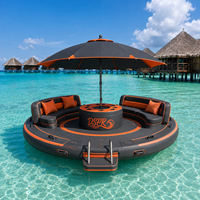Grande plateforme flottante gonflable avec parasol, canapé-lit, île aquatique pour lac, yacht, plage, fête, détente, utilisation en extérieur