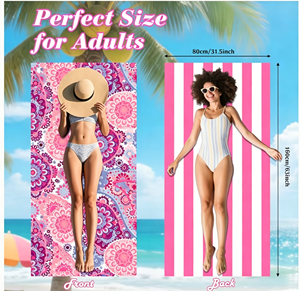 Serviette de plage d'été en microfibre à imprimé tortue, double face en velours, séchage rapide pour la natation et le bain - Product Image 1