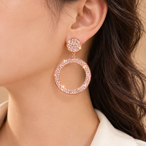 Orecchini Pendenti Geometrici Rotondi per Donne, Design Circolare Scintillante, Orecchini Pendenti Audaci per Uso Quotidiano e Feste Serali - Product Image 2