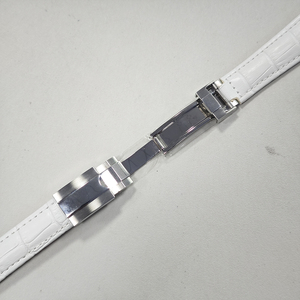 <span class=keywords><strong>Bracelet</strong></span> de <span class=keywords><strong>montre</strong></span> en <span class=keywords><strong>cuir</strong></span> de veau blanc de 20 mm adapté aux montres Rolex, <span class=keywords><strong>Seiko</strong></span>, Tudor avec fermoir argenté - Product Image 4