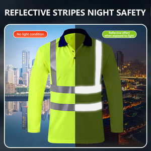 Polos de alta visibilidad personalizados Ropa DE TRABAJO reflectante de secado rápido para minería/construcción/industrial, ropa de seguridad de manga larga OEM - Product Image 2
