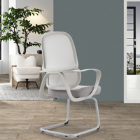 Nouvelle arrivée 823C Fauteuil releveur moderne gris en PU avec base à ressorts en acier industriel et cadre en maille incurvée pour salle de conférence
