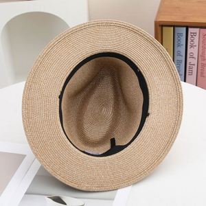 Sombrero de Paja para Mujer, Protección Solar, Estilo Pescador, para Playa, Vacaciones, Fedora - Product Image 4