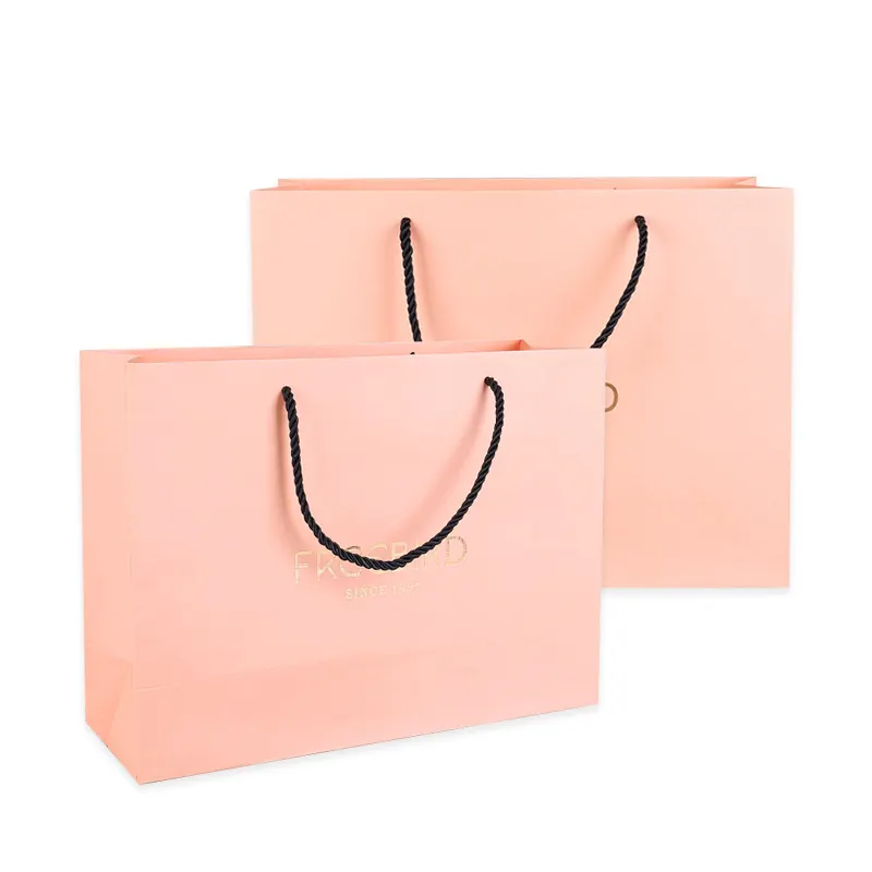 फैशन लक्जरी ठीक गुलाबी शिल्प कागज बोर्ड कागज वाहक के लिए पैकिंग शॉपिंग बैग गहने उपहार
