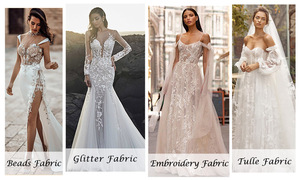 Vải ren lưới voan đính sequin trắng dùng cho may mặc, bán buôn - Product Image 5