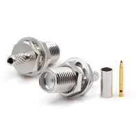 Conector RF Hembra RP-SMA XINQY, Polaridad Inversa, Tipo Crimpado, 50 Ohm, DC-6GHz, para Cable Coaxial