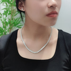 RST 14K oro blanco 5mm 0.5ct DEF VVS corte redondo collar de tenis de moissanita de alta calidad - Product Image 1