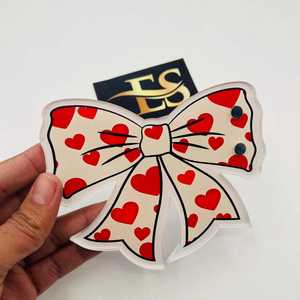 Nude Bow With Heart Special <b>Valentine</b> Lash Tile Heart Lash Tile Acrylic Glossy Beauty Instrument Eyelash Extension Tile - Product Image 2