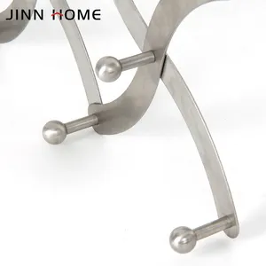 Silver 7 Hooks Metal Hangers For Cloths Wall Hooks Decorative Hanger Hooks