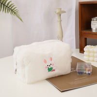 INS Portable Fluffy Trousse De Toilette Broderie En Peluche Cosmétique Brosse Poche Organisateur Grande Capacité Voyage Maquillage Sacs