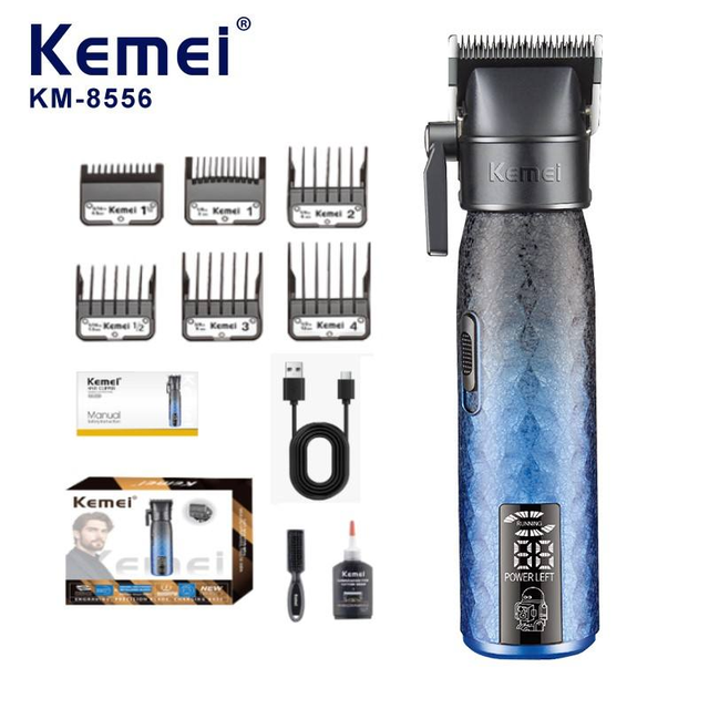 Kemei Km-8556 All Metal Body 9000PRM High Speed Motor Electric Barber Mens Hair Trimmer Rechargeable Salon Hair Clipper