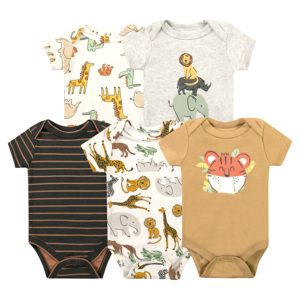 5 Piezas de Body para Bebé de 6 a 9 Meses, Algodón, Cierre de Botones, Manga Corta, Estilo Lindo, Ropa de Verano con Bordado para Bebé - Product Image 3