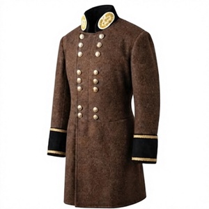 Manteau vintage pour homme en laine, brodé, double boutonnage, vêtement d'hiver, costume historique - Product Image 4