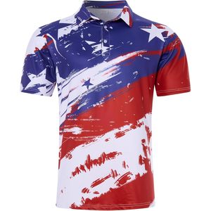 เสื้อโปโลชายลายธงชาติอเมริกัน แห้งเร็ว แขนสั้น สำหรับวันชาติสหรัฐอเมริกา 4 กรกฎาคม - Product Image 1