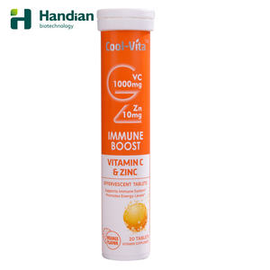 Suplemento Inmunológico de Marca Blanca, Tableta Efervescente de Vitamina C 1000mg + Zinc de Alta Calidad, Tubo Seco Personalizado con Sabor a Naranja, Certificado GMP 20 - Product Image 1