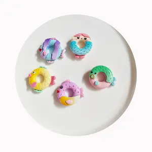 Cartoon Gradient Fish Donut Flat back Resin Cabochon For Hair Bows Center Scrapbooking For Phone Decoration Accessories
