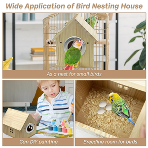 Hiện Đại Giá Rẻ Giá Tự Nhiên Bằng Gỗ Nhà Chim Treo Parakeet Lồng Hộp Cho Lồng Parrot - Product Image 5