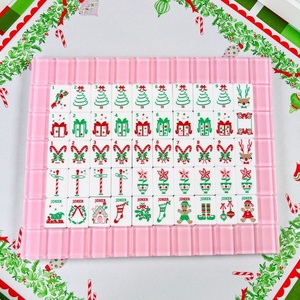 Fichas de Mahjong Navideñas de Lujo Rojas, 160 Piezas, con Diseño Festivo de Renos y Bastones de Caramelo, para Noches de Juego en Familia - Product Image 4