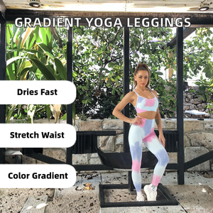 Leggings Deportivos Personalizados para Mujer, Cintura Alta Elástica, Secado Rápido, Largos hasta el Tobillo, Sin Costuras, para Gimnasio, Yoga, con Estampado Tie Dye Degradado - Product Image 2