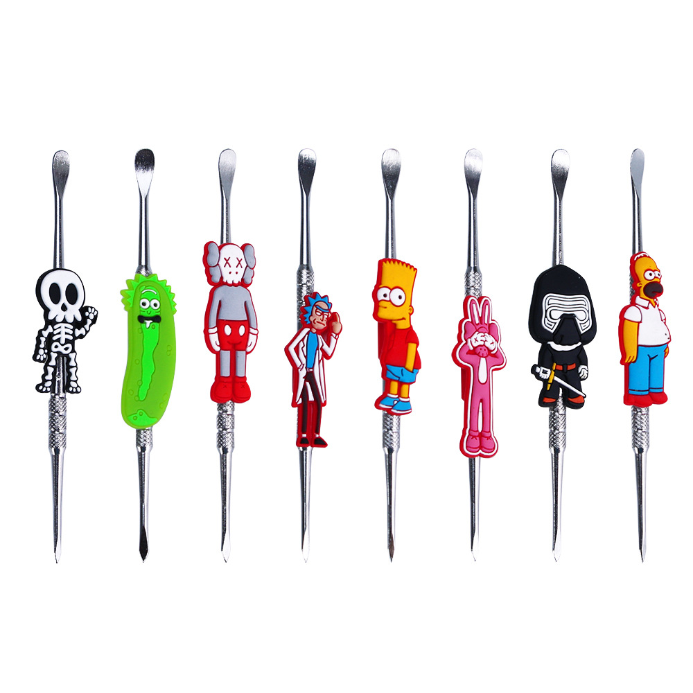 Силиконовый чехол с мультипликационными воск для украшения тортов из нержавеющей стали Dab установки сорняков концентрат воск скульптуры инструмент ложка Dabber для инструмента