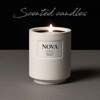Bougie parfumée artisanale NOVA Premium avec logo personnalisé en pot en céramique - 100% biologique, longue durée, pour la Saint-Valentin, les bars