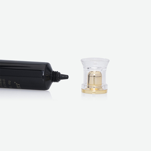 Glossy Black Slim PE Squeeze Tube With Short Conical Tip & Transparent Electroplated Gold Inner Cap For Tone Up <b>Primer</b> Cream - Product Image 2