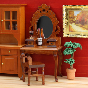 1:12 <span class=keywords><strong>Mini</strong></span> meubles coiffeuse en bois bricolage Miniature jouet maison de poupée meubles - Product Image 4