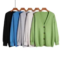 FYB - Women's Cotton Knit Cardigan Sweater, Button, V Neck