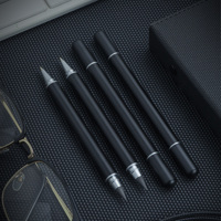 Stylo à bille en métal 2-en-1 de 1mm et stylo à pointe sans encre Outil d'écriture noir et bleu Business Aucun affûtage requis