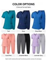 Ensemble de tenues médicales à col en V en polyester tissé, uniforme d'infirmière, vêtements de travail hospitaliers, tenue unisexe pour clinique dentaire et salon, survêtement pour femme