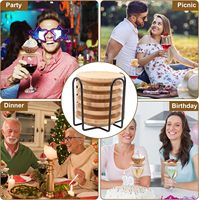 Ensemble de planches à charcuterie en bambou avec mini-assiettes à apéritif, fourchettes et cuillères – Motif uni pour les réunions de famille
