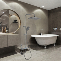 Système de douche à effet pluie avec écran LED moderne, robinet mural pour salle de bain, ensemble complet, mitigeur de salle de bain en laiton, pistolet gris poli