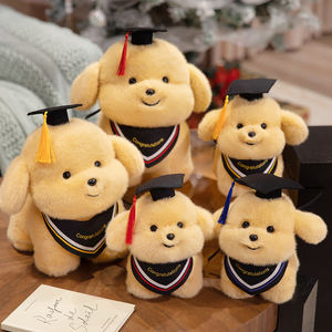 Groothandel Afgestudeerde Dokter Hond Knuffels Schattige Afgestudeerde Hond Met Hoed En Slabbetje Knuffel Afstudeerseizoen Cadeau - Product Image 2