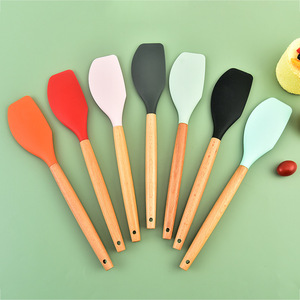 Cấp thực phẩm Silicone <span class=keywords><strong>Baking</strong></span> thìa với tay cầm bằng gỗ Silicone mứt rải Kem scraper đồ nấu nướng Silicone thìa - Product Image 2