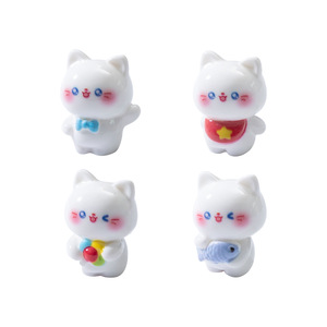 Figurine de chaton mignon en résine avec nœud papillon et bonbon, pour scène de jardinage, décorations suspendues DIY, petits ornements - Product Image 1
