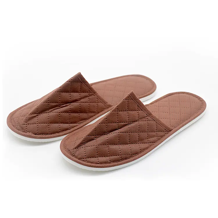 Customized Hotel Slippers Textile Cheap Thickened Non-woven Fabric Eva Non-slip Custom Logo Hotel Disposable Color Slippers Hote
