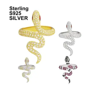SKA Jewelry S925 silver styles cz irregular enamel bulk wire wrapped jewelry snake ring for women